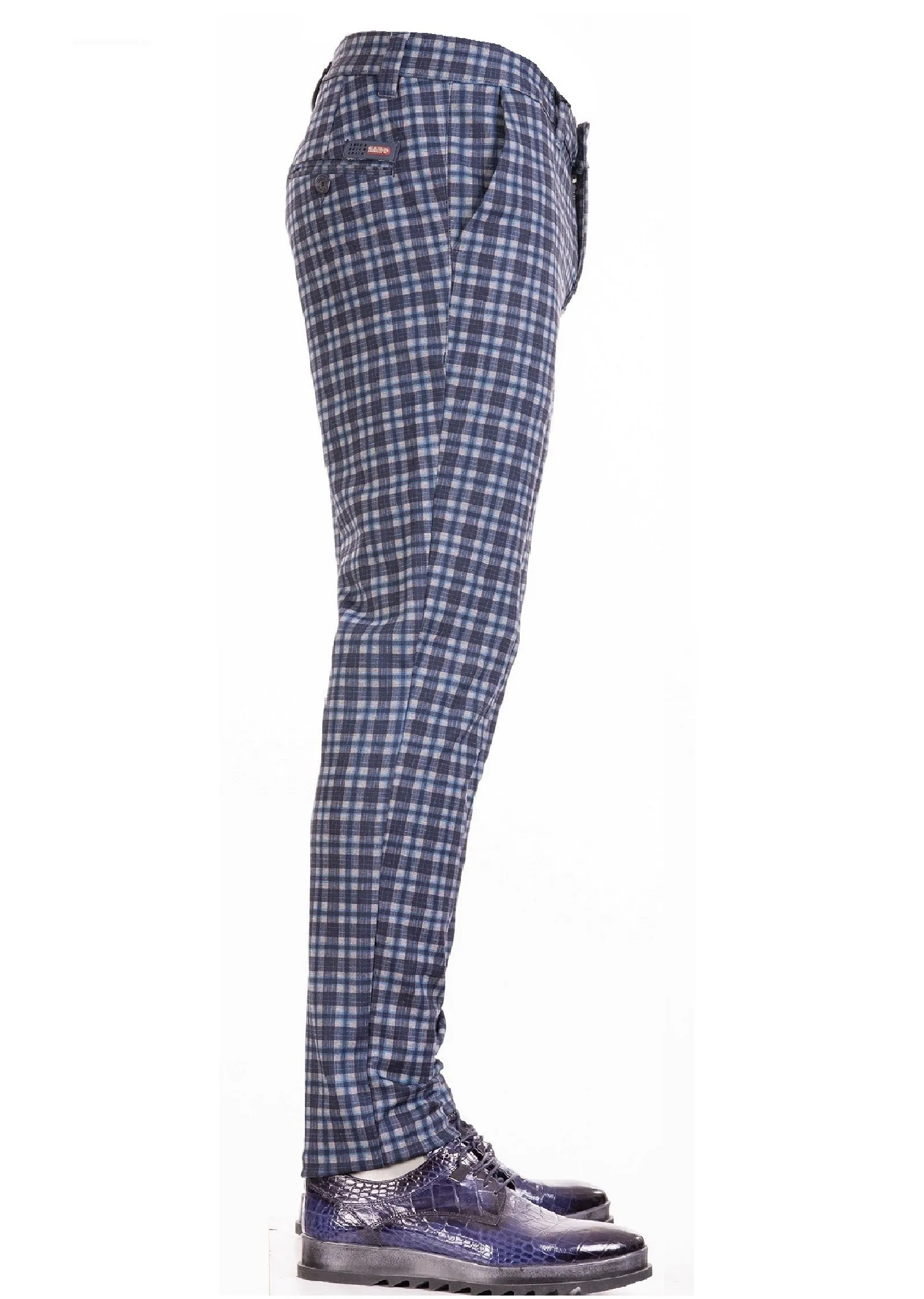 Navy "Miami" Plaid Stretch Pants