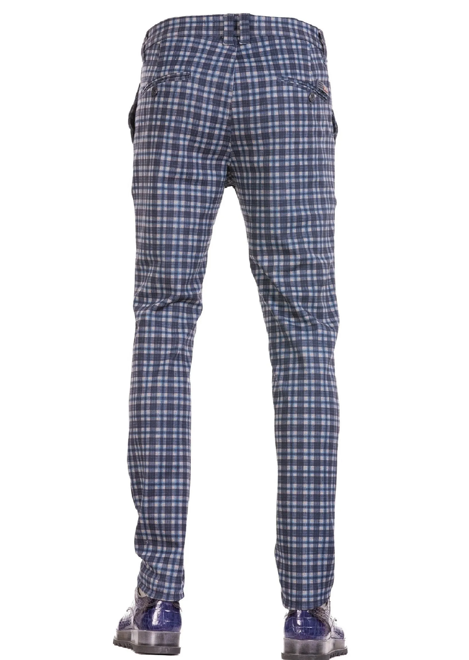 Navy "Miami" Plaid Stretch Pants