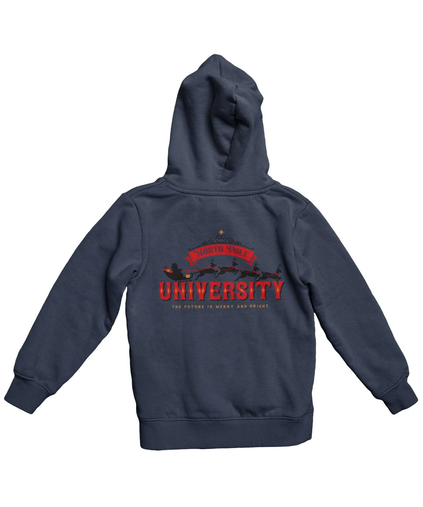 North Pole University Colour Back Printed Christmas Hoodie