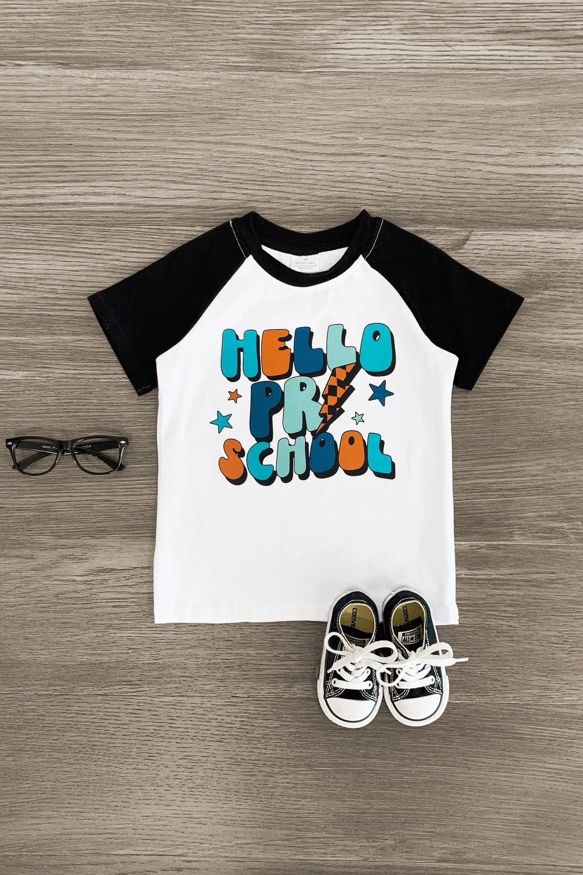 "Hello Preschool - Fifth Grade" Black & White Top