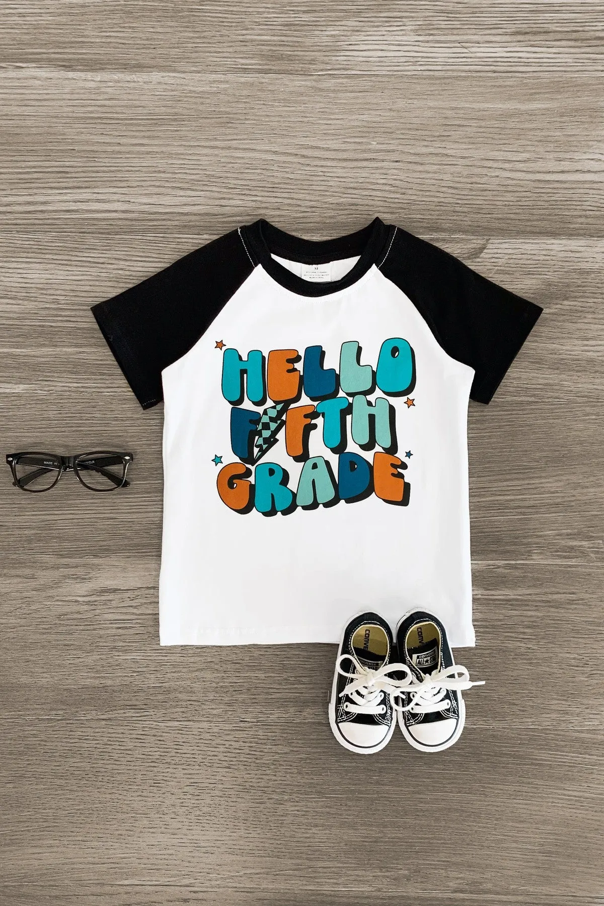 "Hello Preschool - Fifth Grade" Black & White Top