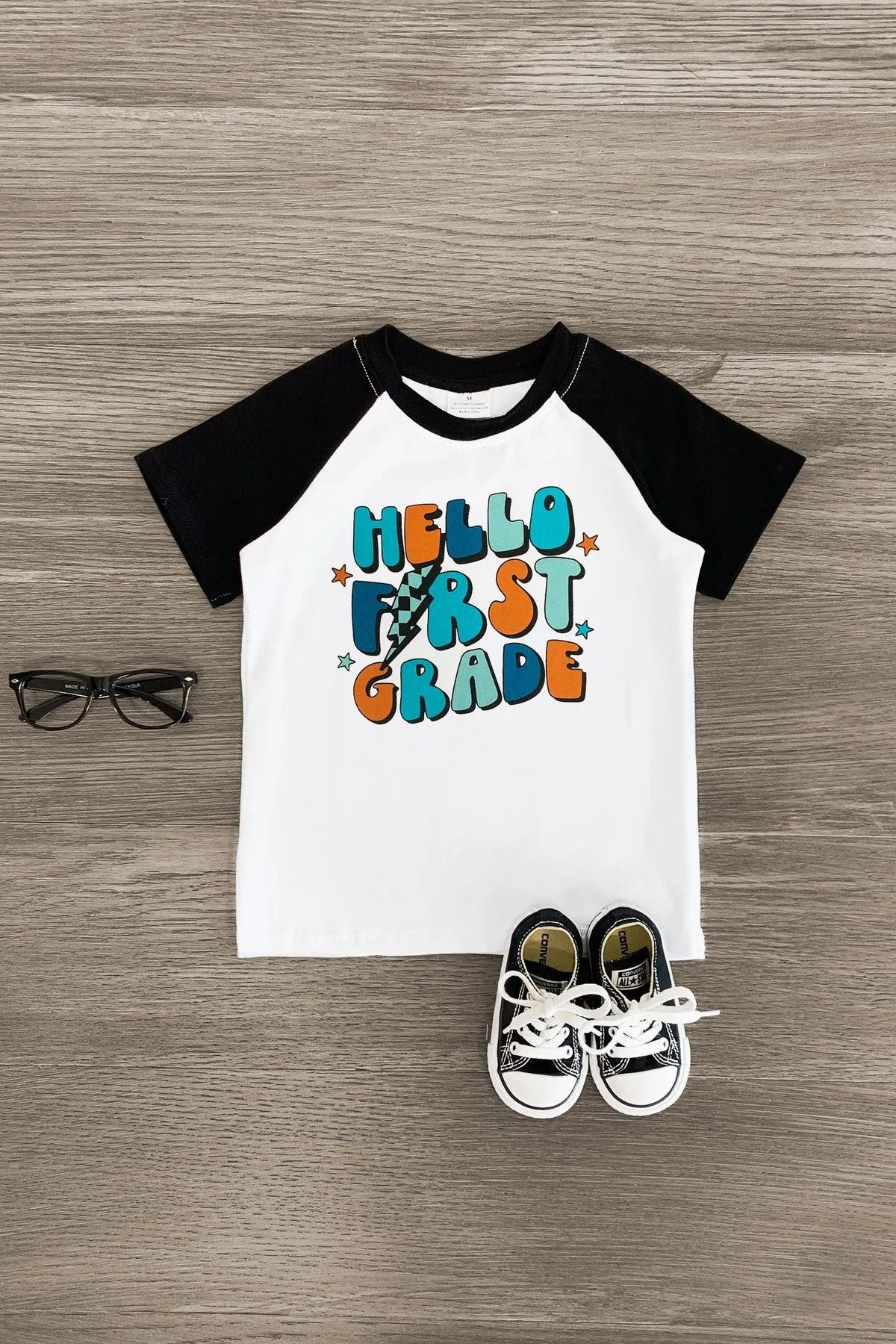 "Hello Preschool - Fifth Grade" Black & White Top