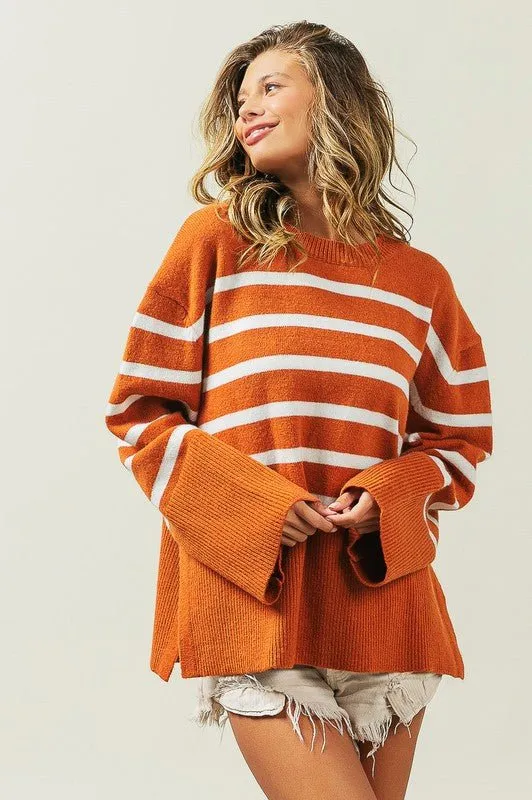 Ribbed Hem Striped Sweater