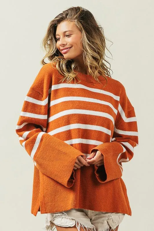 Ribbed Hem Striped Sweater