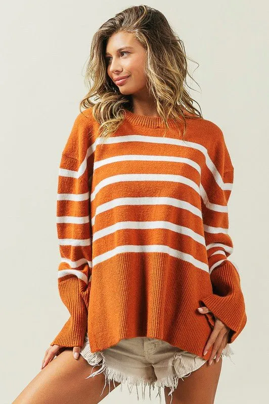 Ribbed Hem Striped Sweater