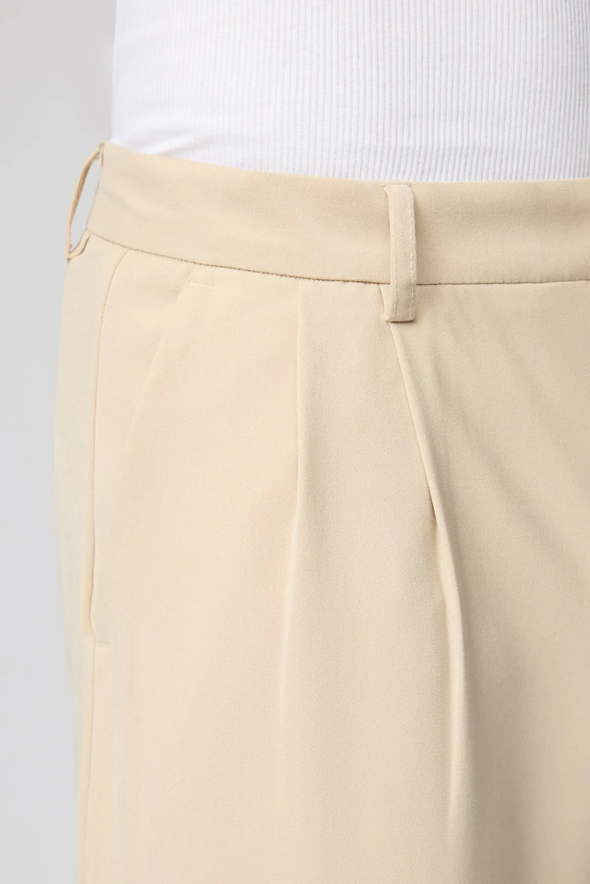 Sand Beige Men's Pleated Korean Pants