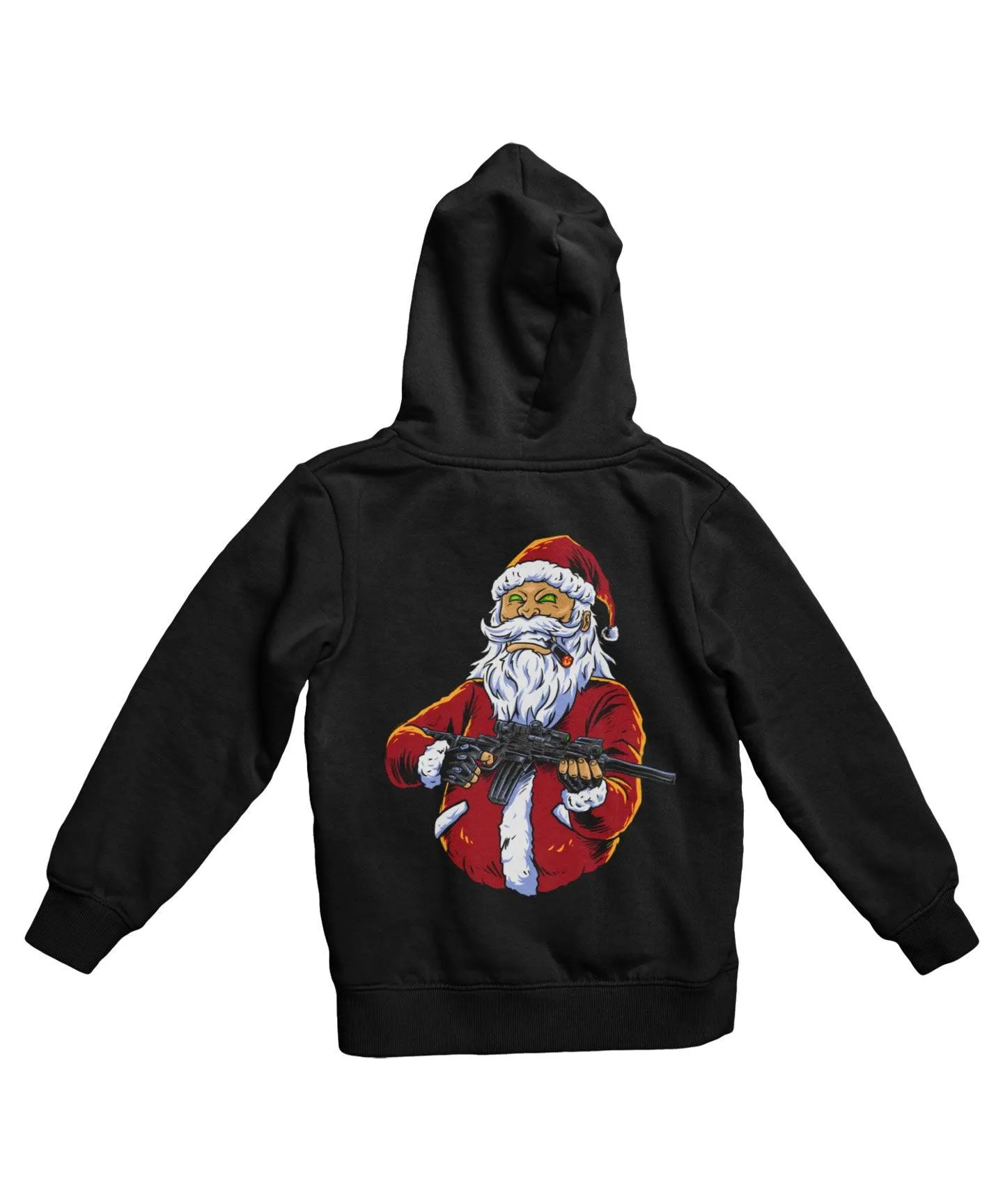 Santa Shoot Em All Back Printed Christmas Hoodie