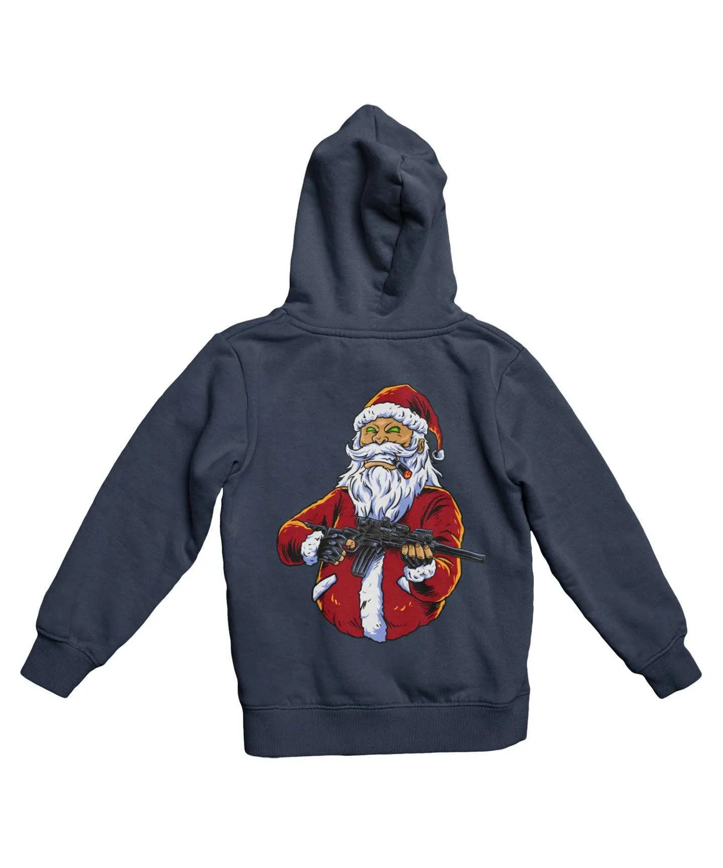 Santa Shoot Em All Back Printed Christmas Hoodie