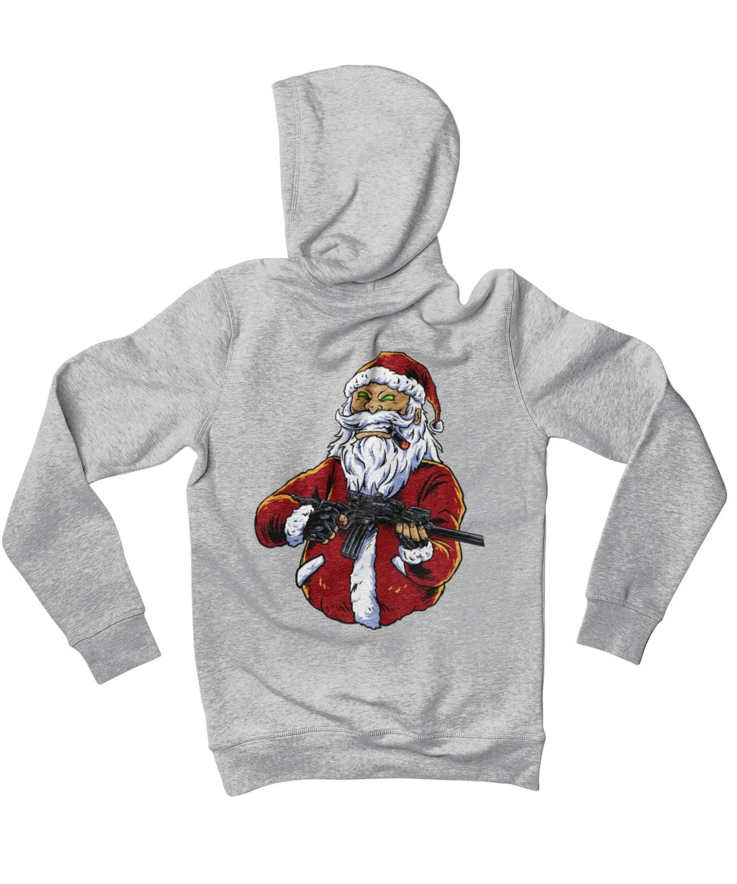 Santa Shoot Em All Back Printed Christmas Hoodie