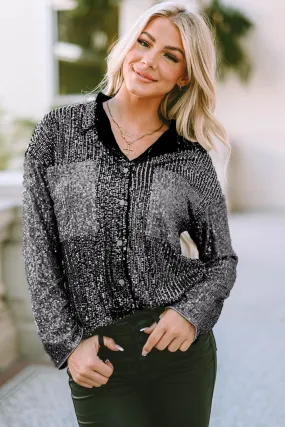 Sequin Patch Pocket Shirt