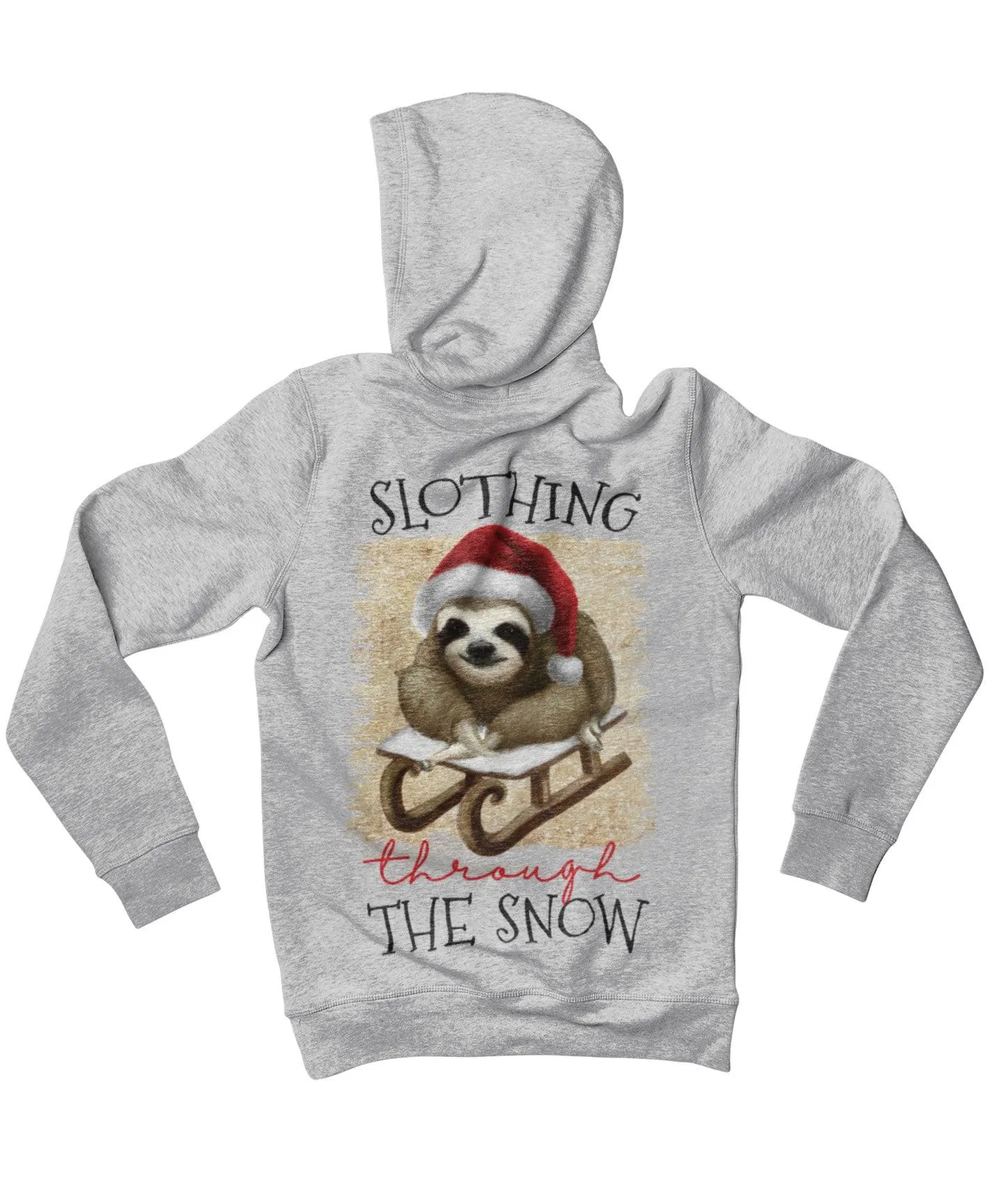 Slothing Through The Snow Christmas Back Printed Hoodie