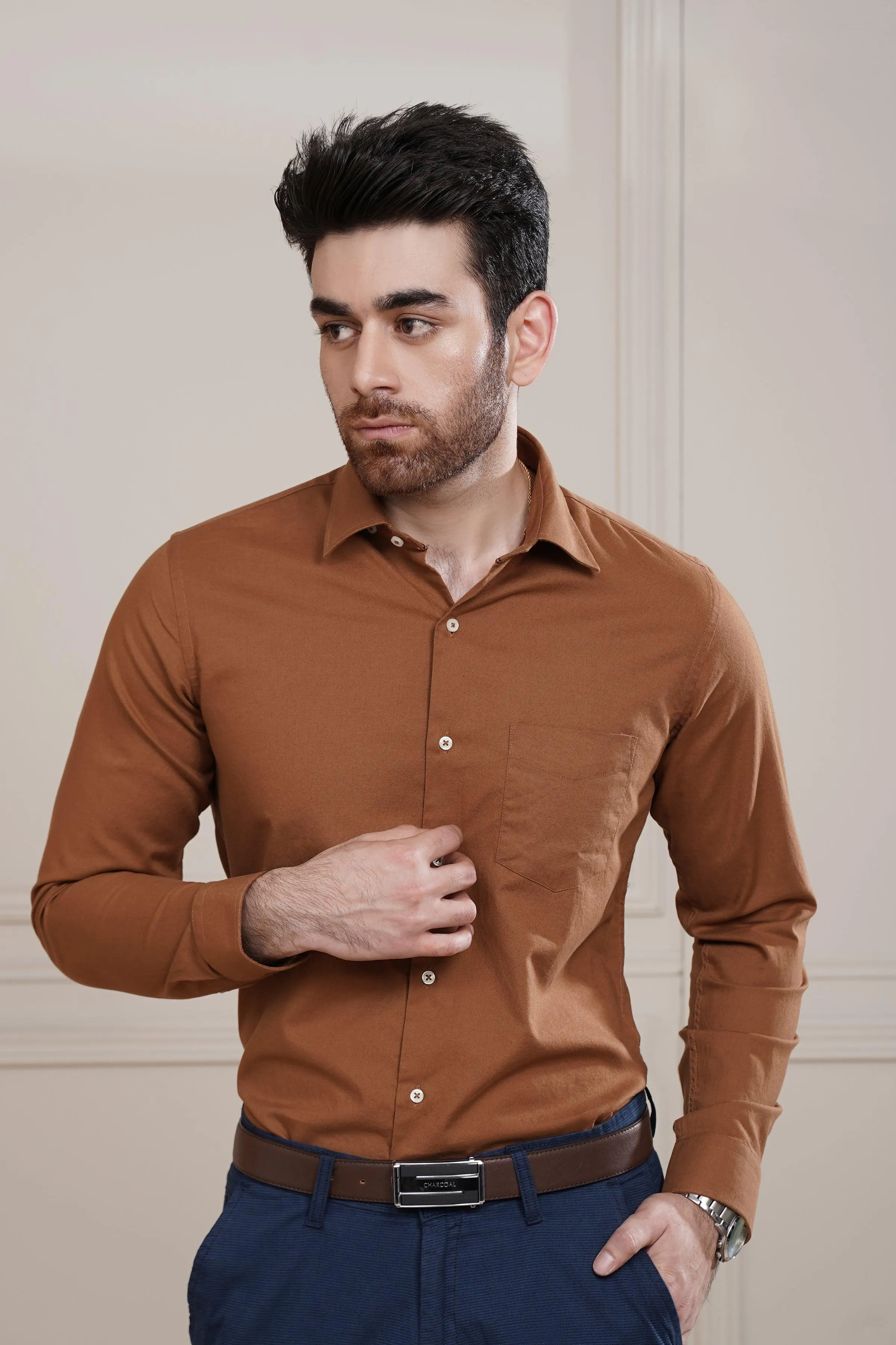 SMART SHIRT CARAMEL BROWN