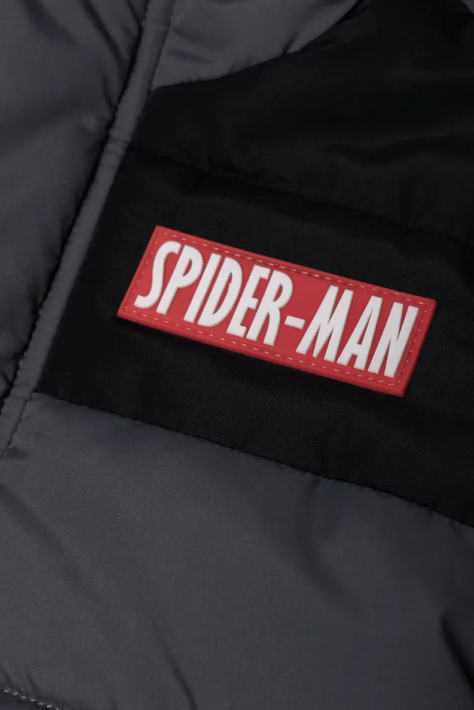 Spider-Man Puffer Parka Jacket Grey