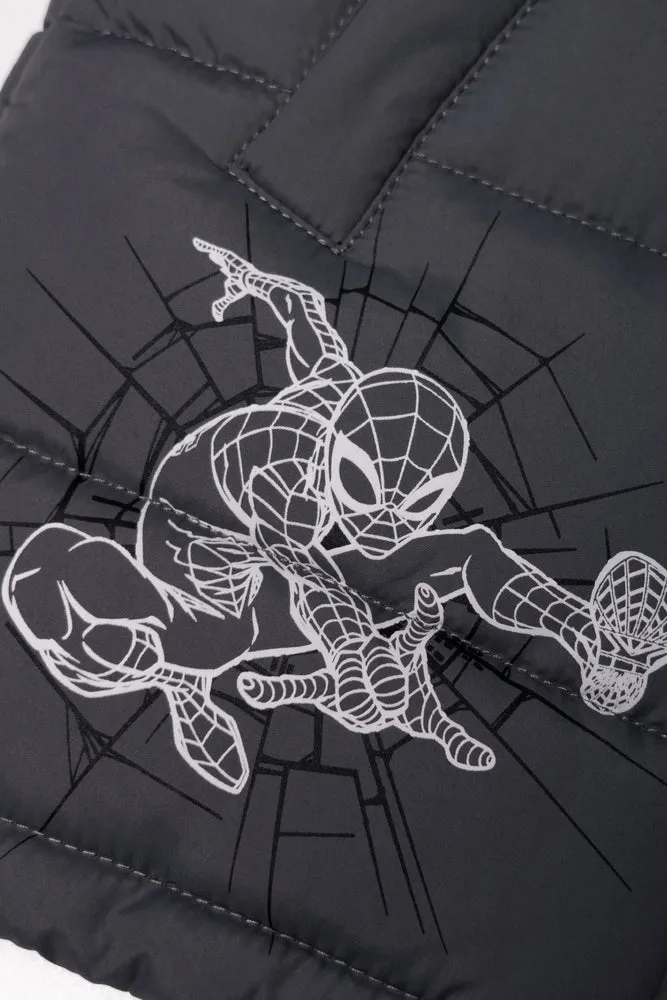 Spider-Man Puffer Parka Jacket Grey