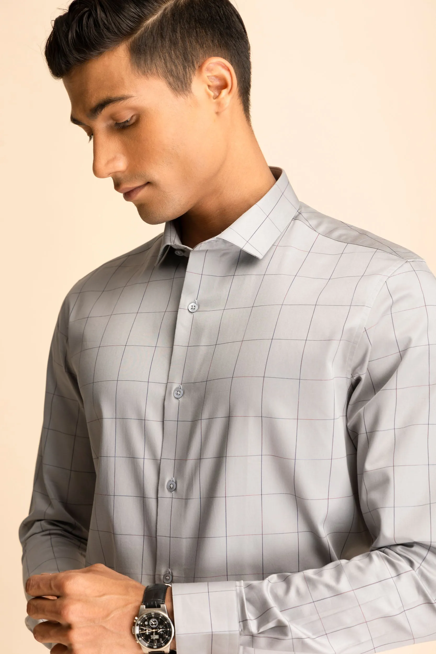 Steel Grey Check Shirt