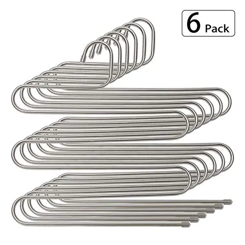 Stephenie 2 Pack S Type 5 Layer Stainless Steel Hanger with Multifunctional for Pants Tie Scarf Anti-Skid Scarf Towel Clothes