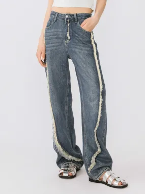 Straight Leg Distressed Detailed Jeans