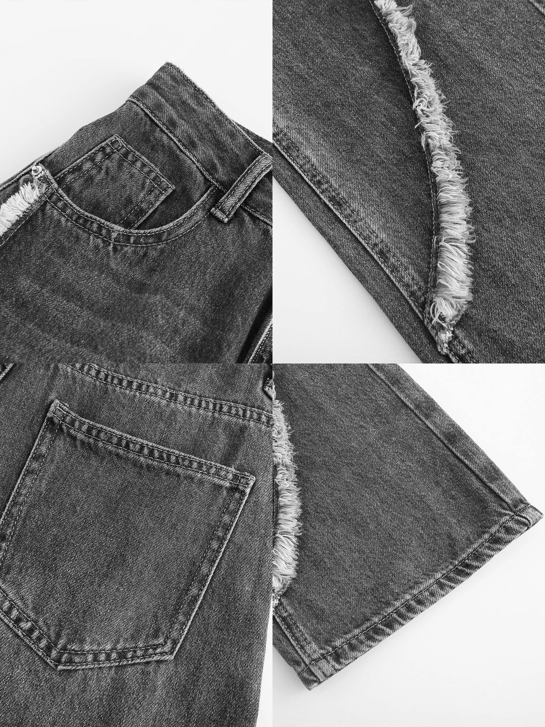 Straight Leg Distressed Detailed Jeans