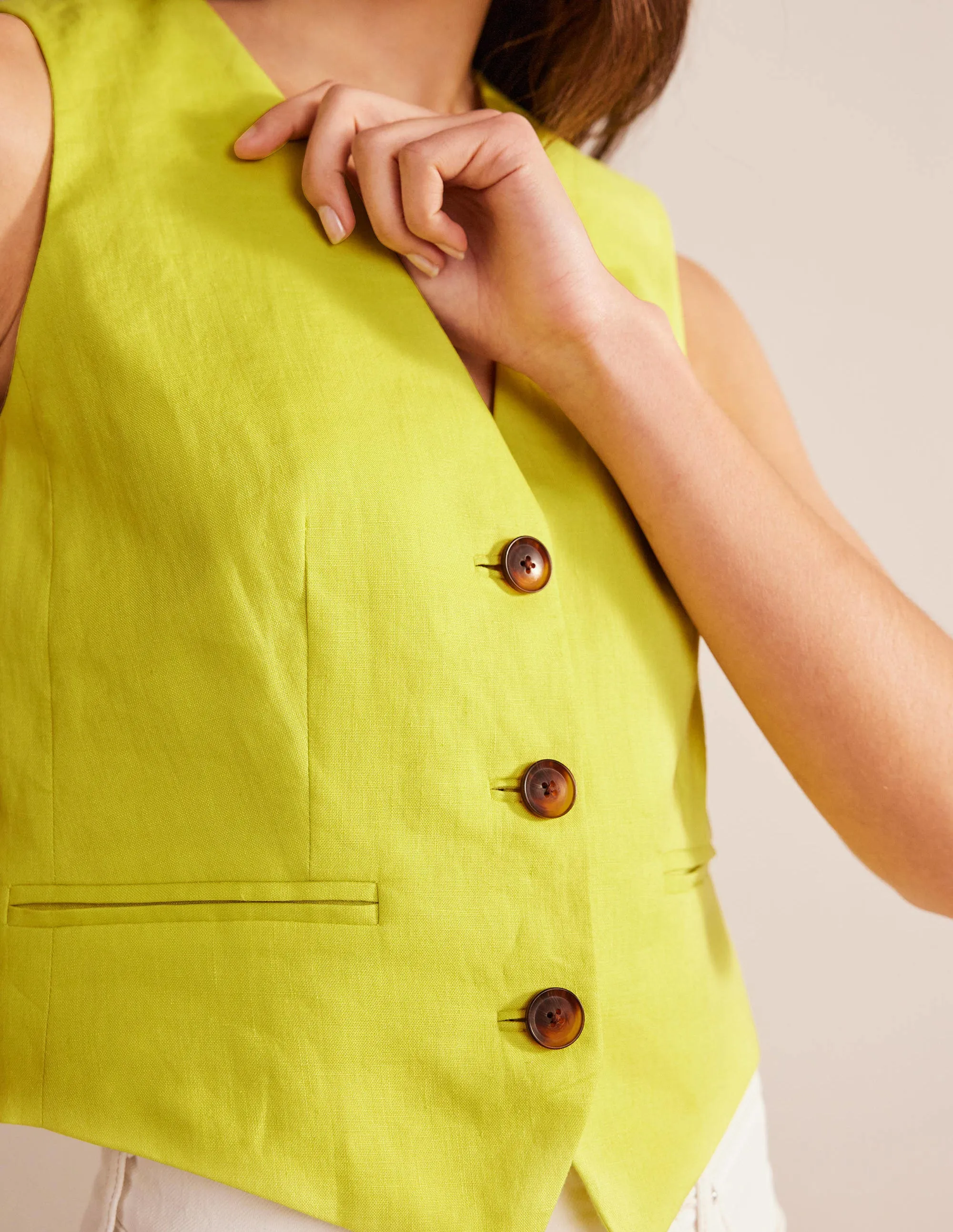 Tailored Linen Waistcoat-Citrus