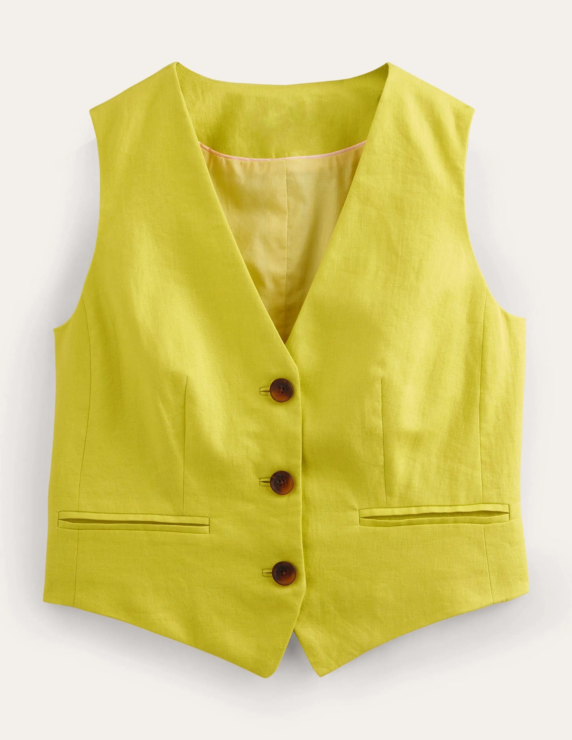 Tailored Linen Waistcoat-Citrus