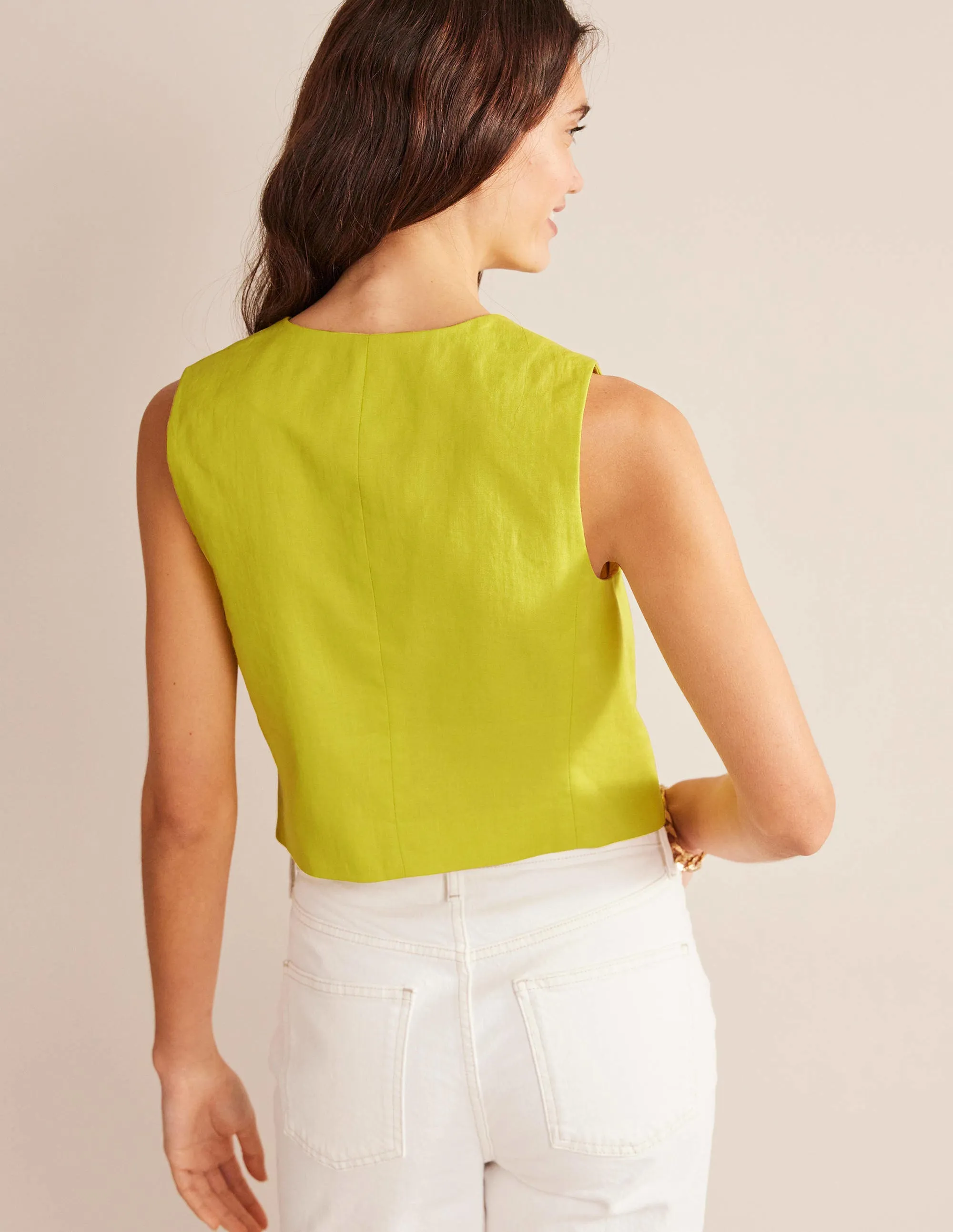 Tailored Linen Waistcoat-Citrus