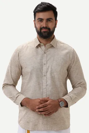 Thaksha - Light Beige Formal Shirts for Men | Uathayam