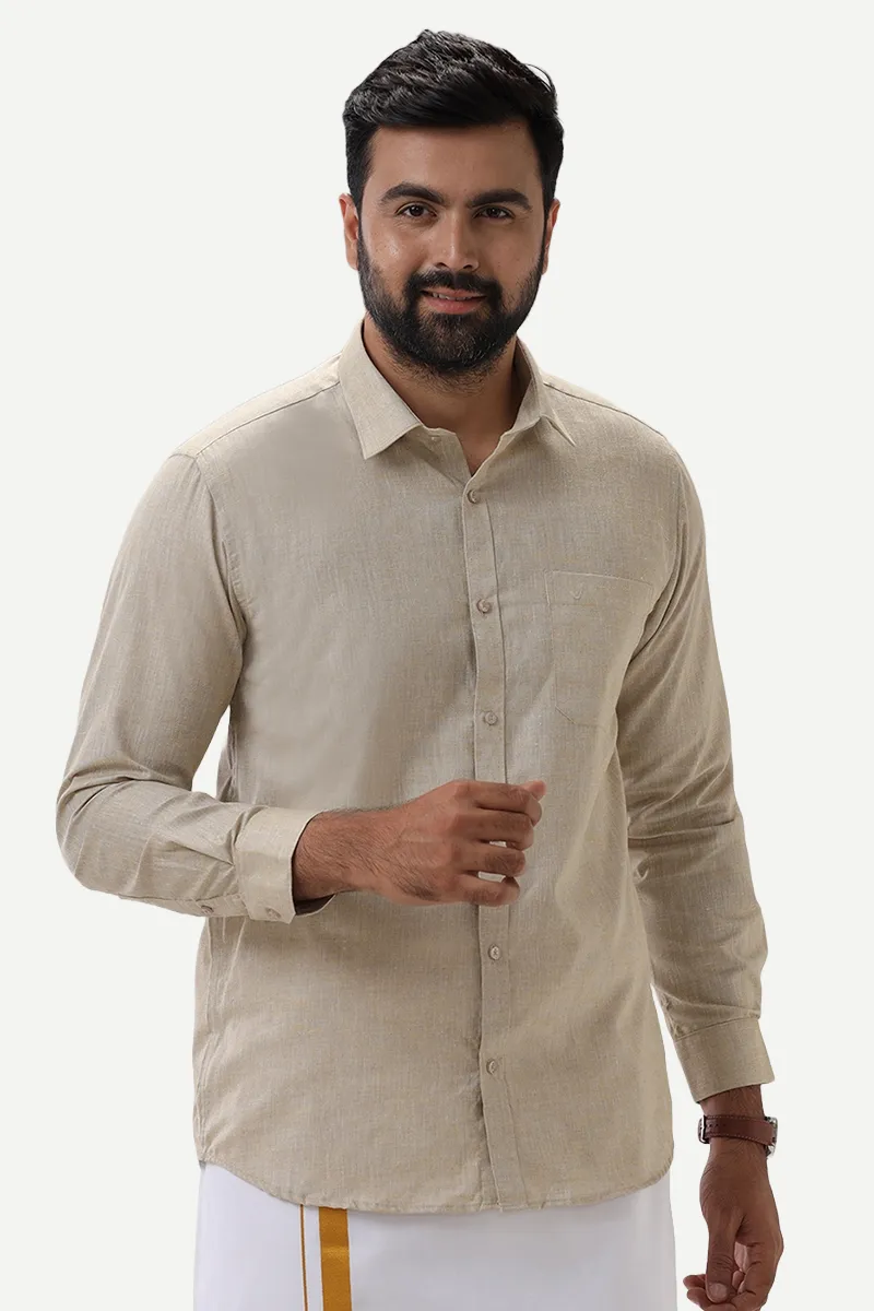 Thaksha - Sand Gray  Formal Shirts for Men | Uathayam