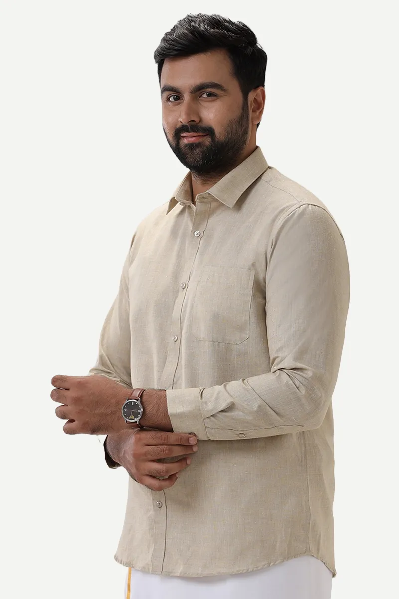 Thaksha - Sand Gray  Formal Shirts for Men | Uathayam