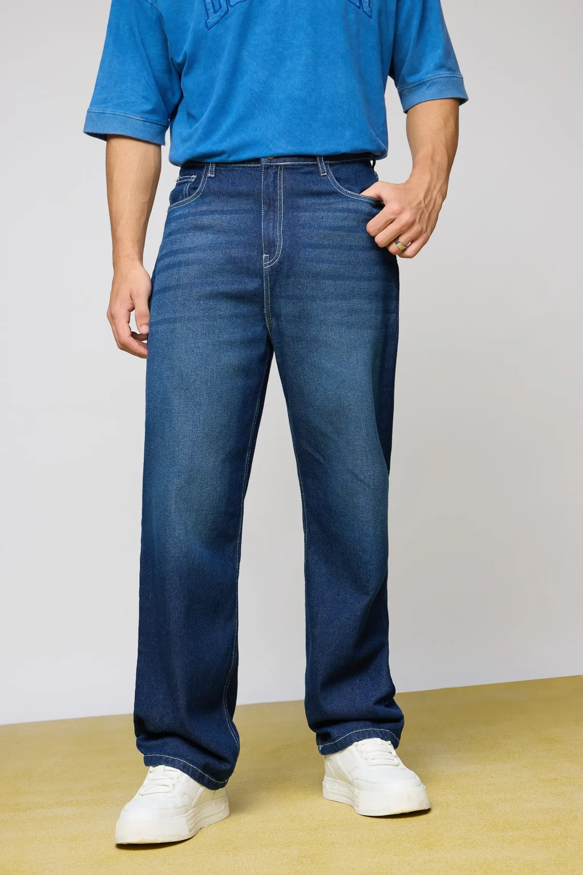 Timeless Blue Men's Straight Jeans