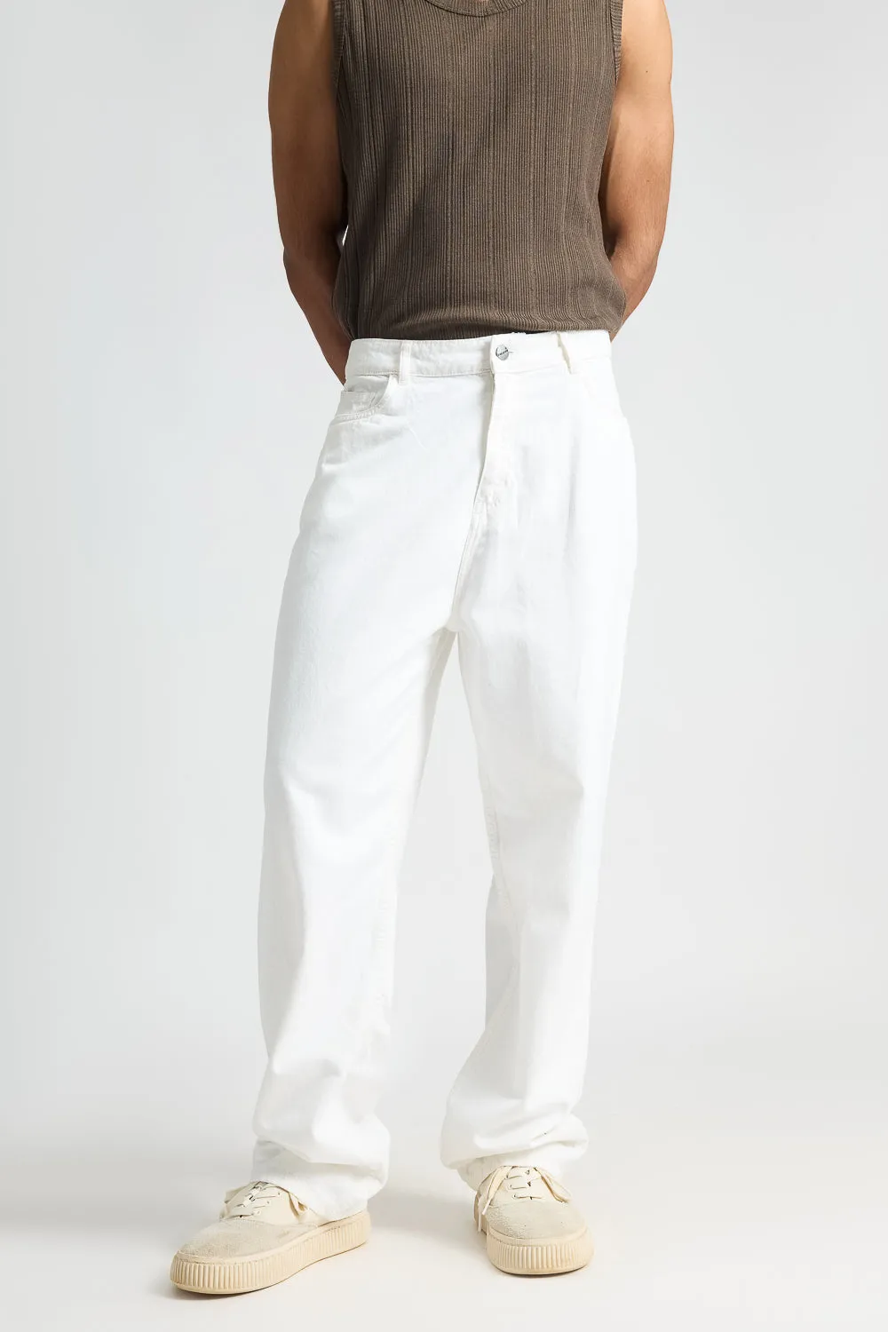 Timeless White Straight Fit Men's Jeans