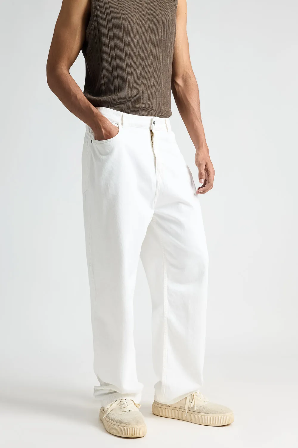 Timeless White Straight Fit Men's Jeans