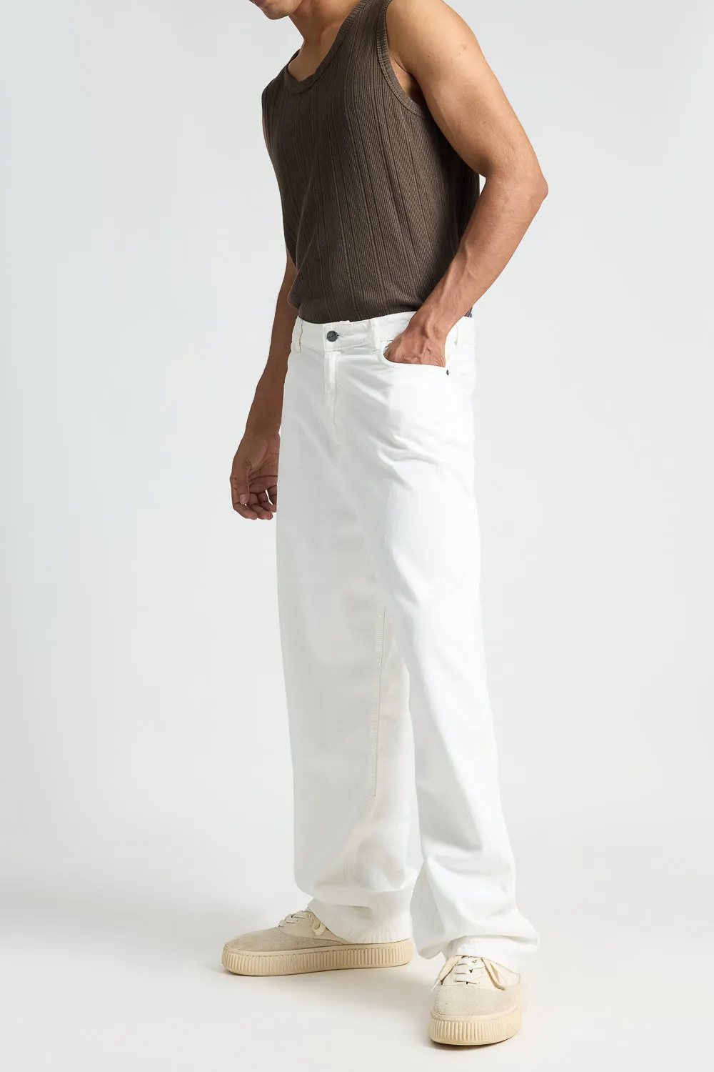 Timeless White Straight Fit Men's Jeans