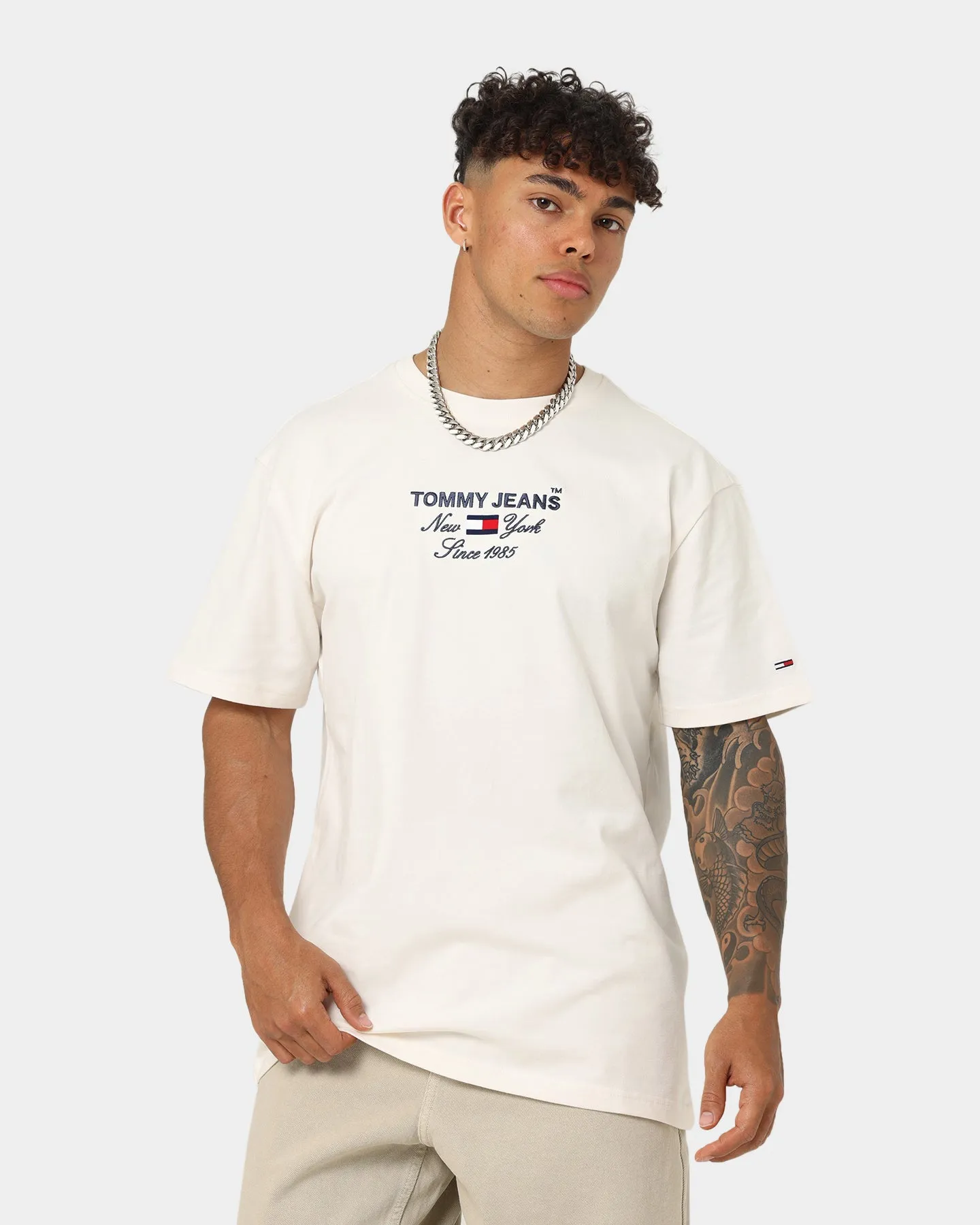 Tommy Jeans TJM Timeless Font T-Shirt Ancient White