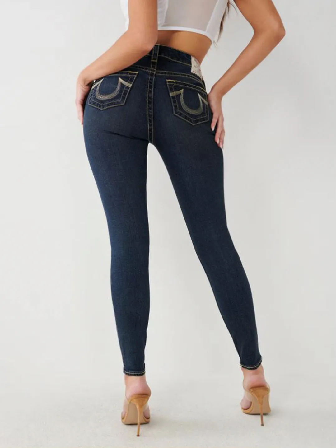 True Religion Women Blue Solid Skinny Fit Mid-Rise Jeans