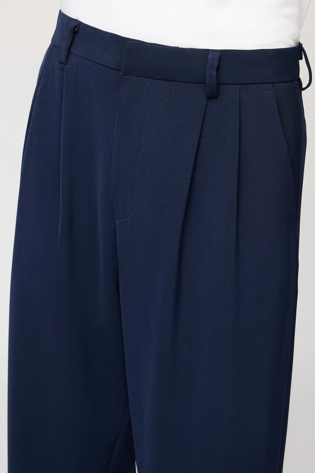 Twilight Blue Men's Pleated Korean Pants