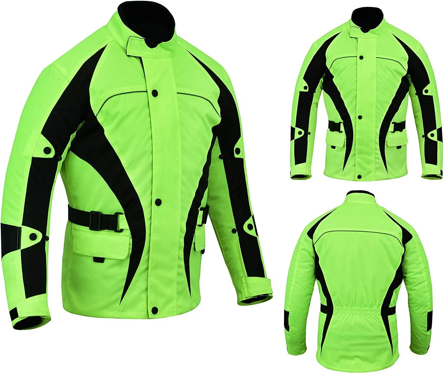 Warrior Gears® Hi Vis Bulls Motorcycle Jacket Men's Riding Textile Biker CE Armored Waterproof