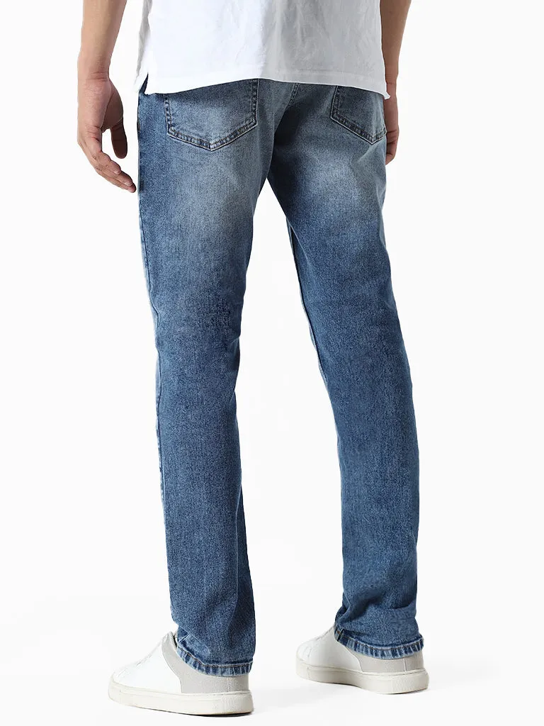 WES Casuals Blue Slim - Fit Denim Mid - Rise Jeans