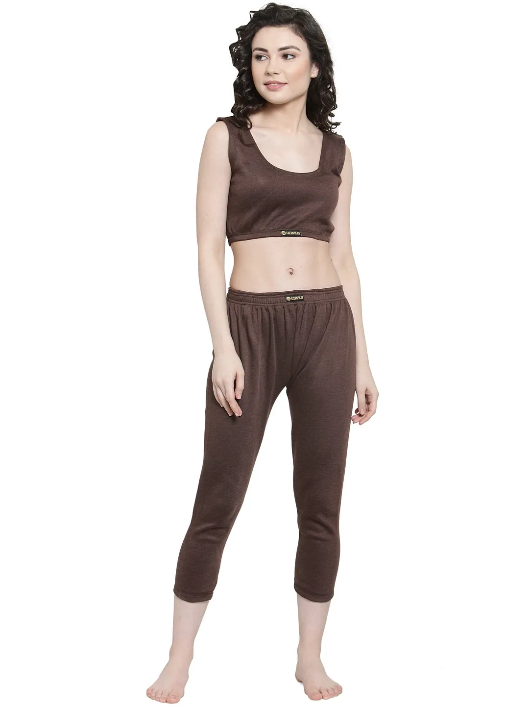 WOMEN'S SOLID INNER THERMAL WEAR TOP AND BOTTOM SET