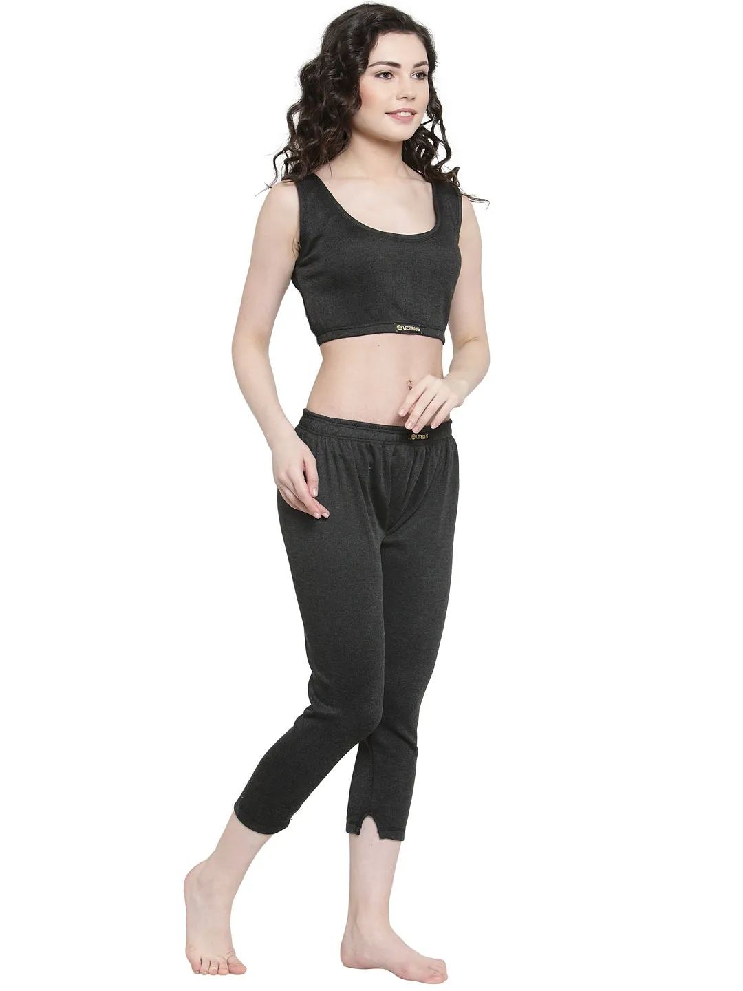 WOMEN'S SOLID INNER THERMAL WEAR TOP AND BOTTOM SET