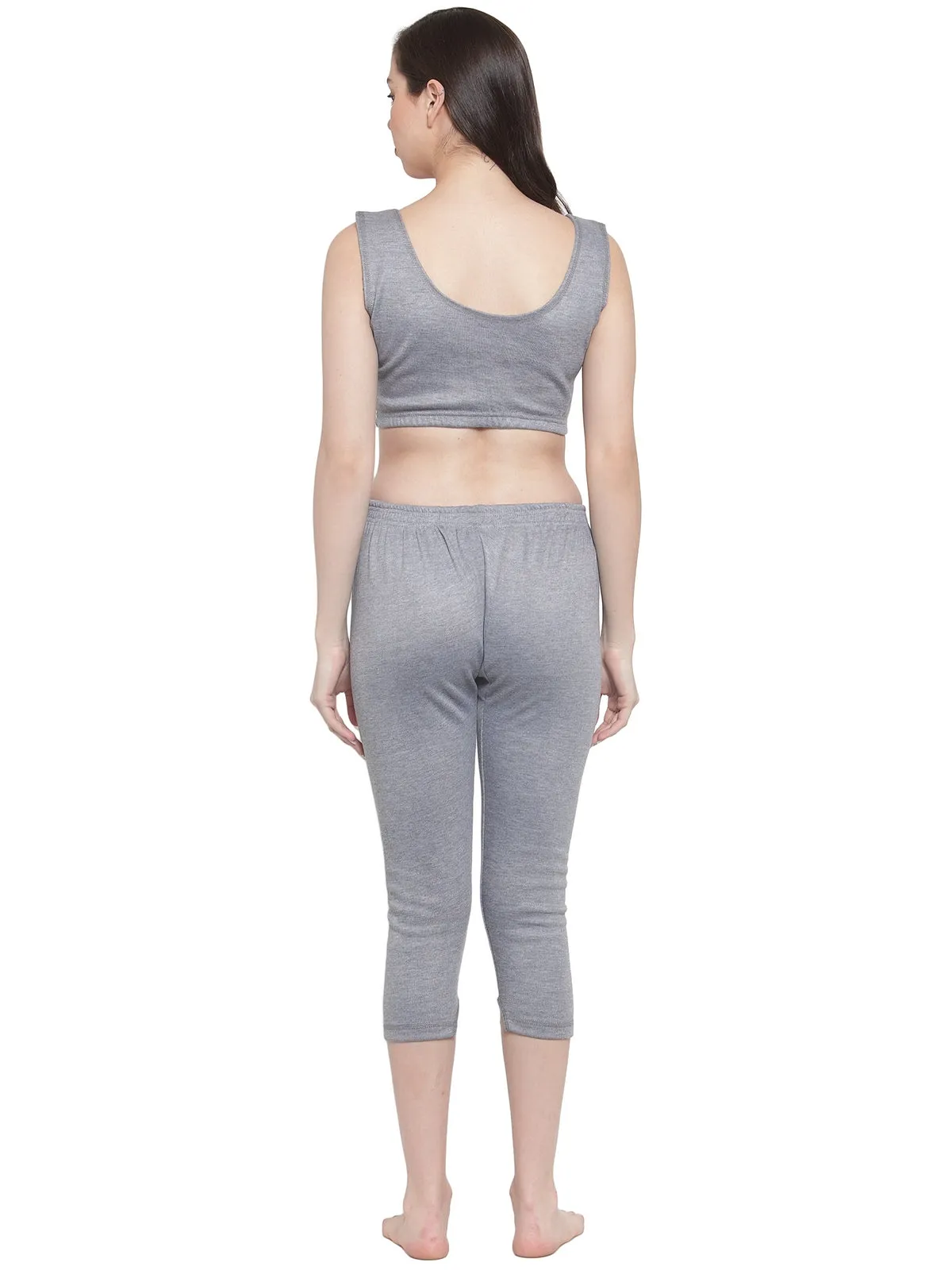 WOMEN'S SOLID INNER THERMAL WEAR TOP AND BOTTOM SET