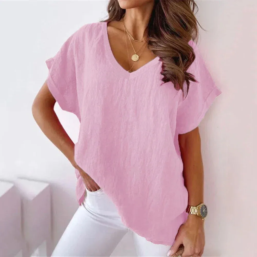 Women's V-Neck Blouse Top for Casual Outings